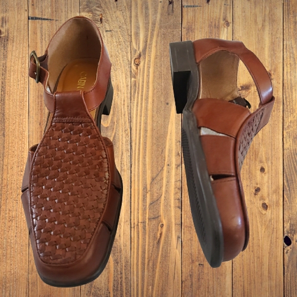 Brown Leather Fisherman Women's Size 7 Sandals - Picture 1 of 7